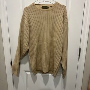 Timberland Mens Ribbed Knit Sweater‎ Tan Long Sleeve Pullover Size M